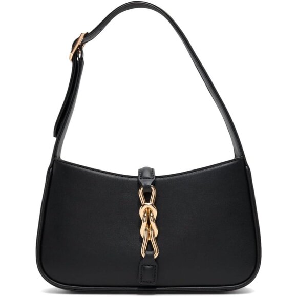 Handbags - Aubrielax Black Women's Adjustable Leather Handbag with Secure Zipper Closure